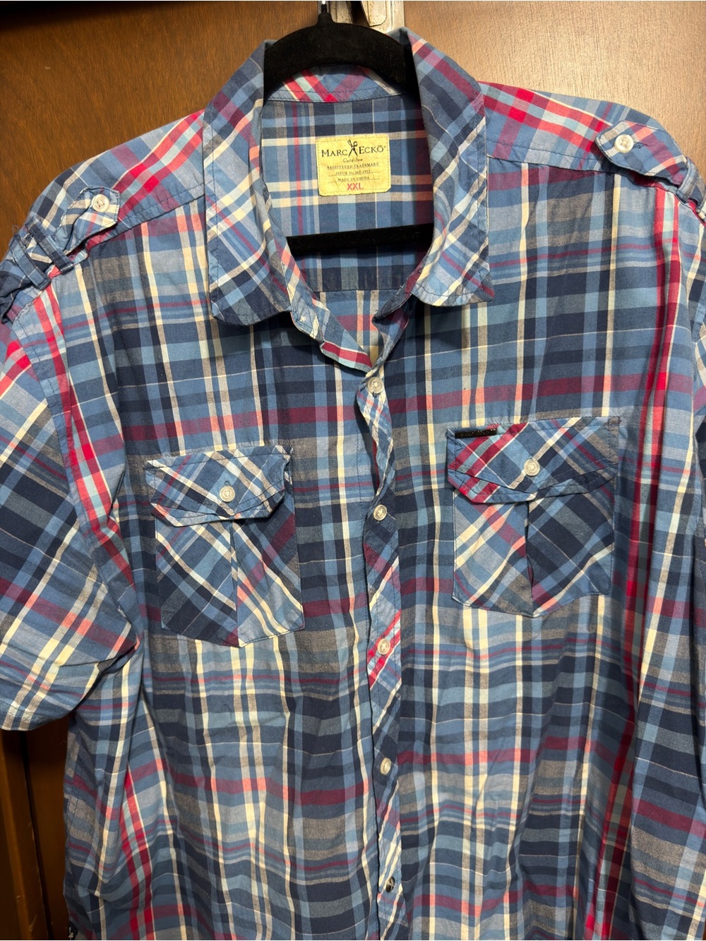 Marc Ecko Short Sleeve Button-down Plaid Shirt Size XXL Ex Cond.